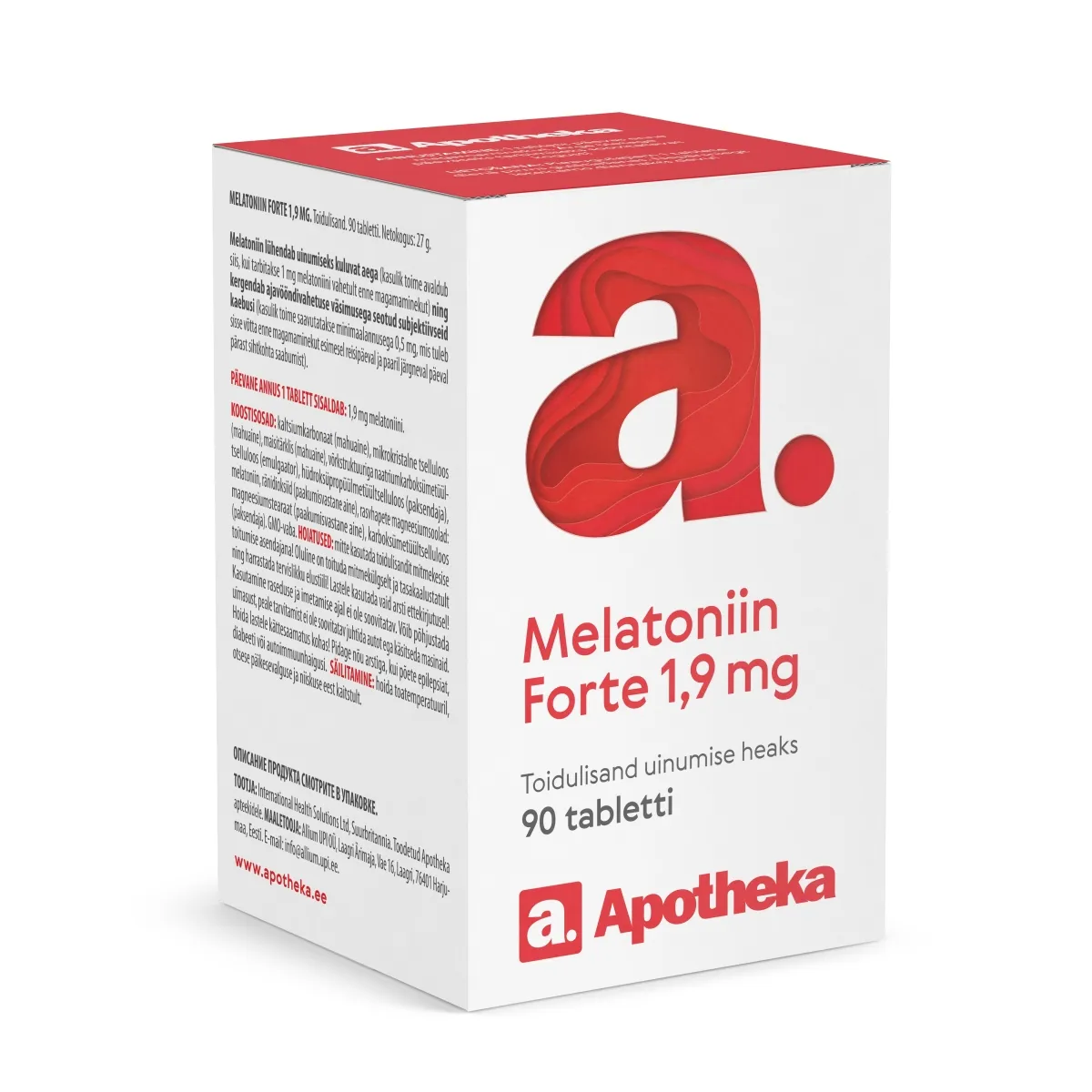 A. MELATONIIN FORTE TABLETID 1,9MG TBL N90