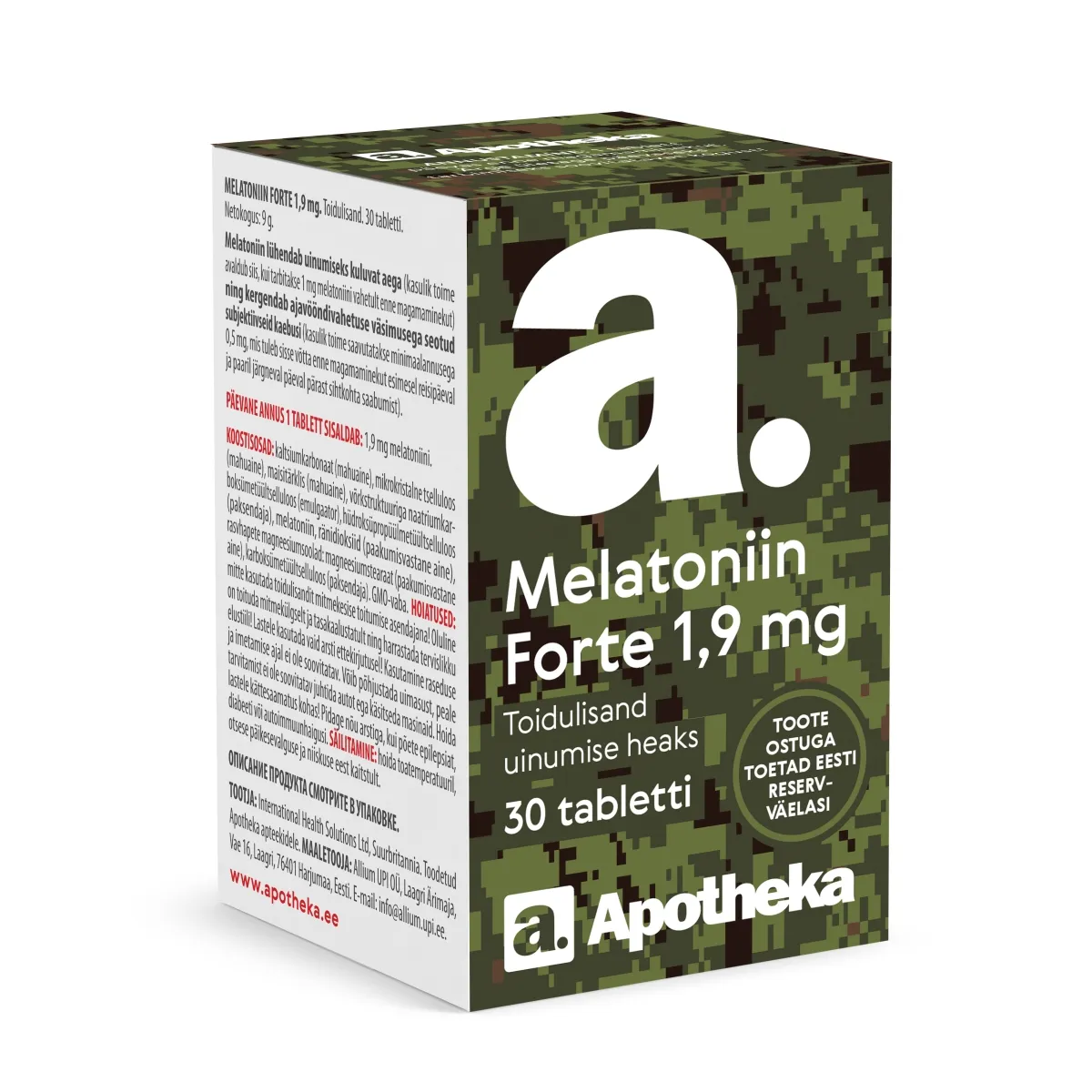 A. MELATONIIN FORTE TABLETID 1,9MG TBL N30