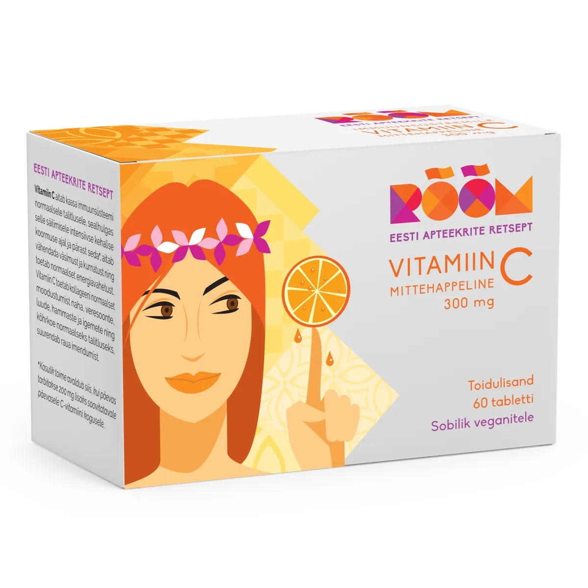 RÕÕM VITAMIIN C MITTEHAPPELINE TBL 300MG N60 - Product Image