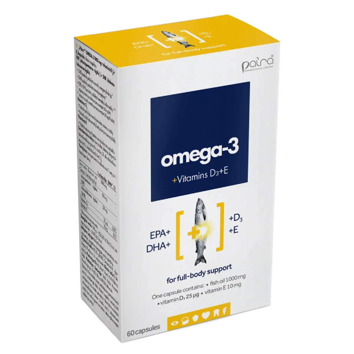 OMEGA-3 1000MG+ D3 25MCG + VIT E 10MG CAPS N60 (PAIRA) - Изображение товара