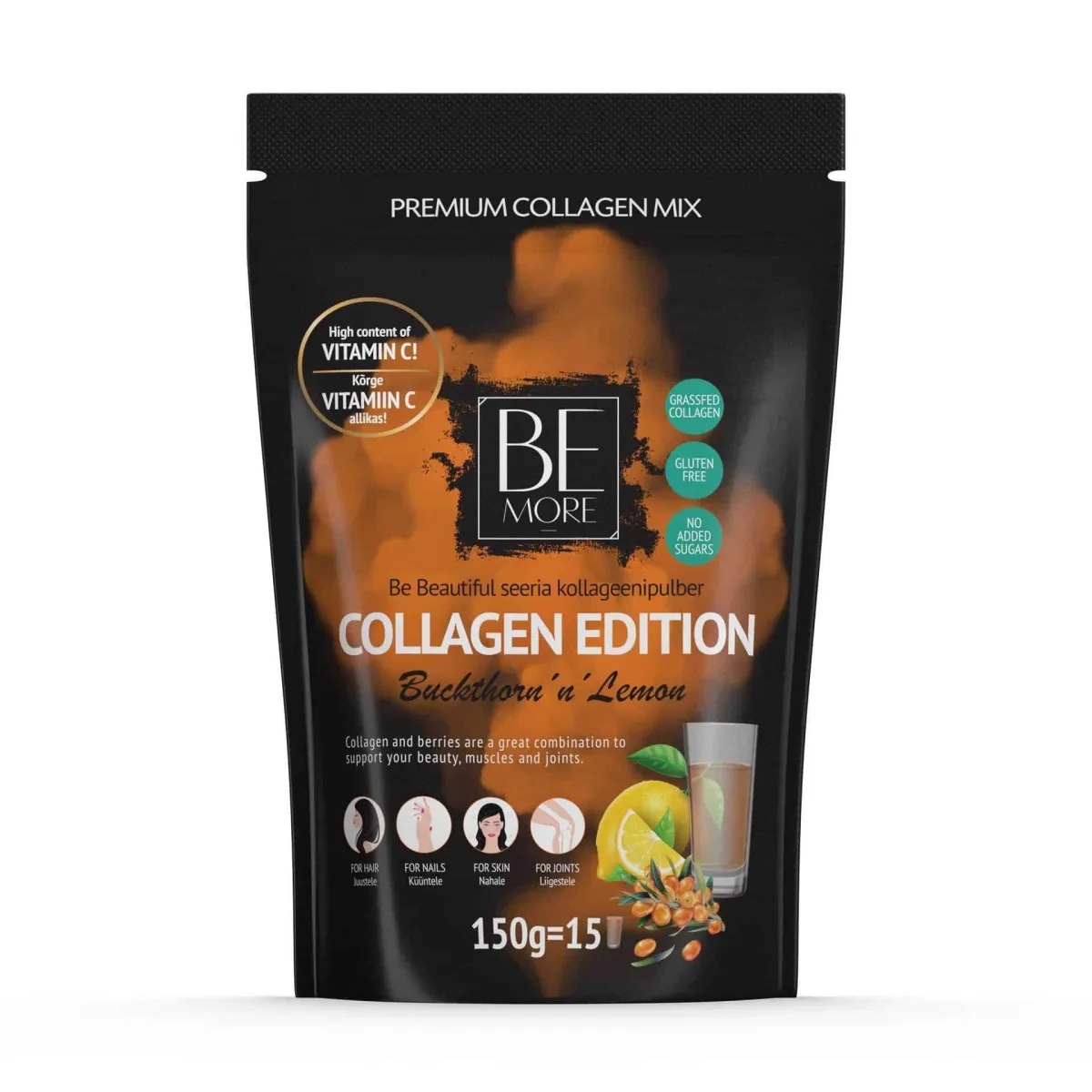 BE MORE COLLAGEN BUCKTHORN LEMON PULBER 150G - Изображение товара